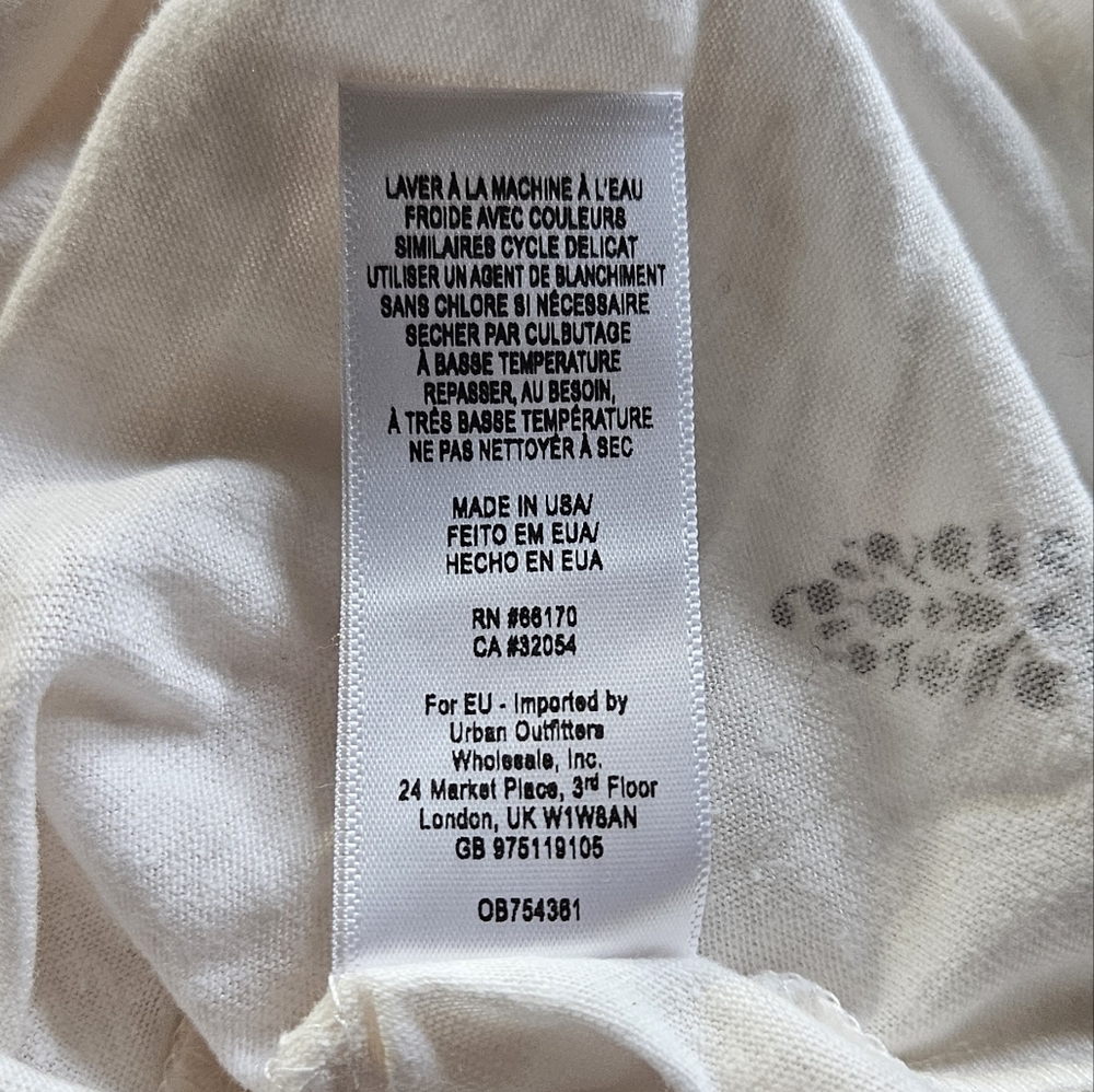 Free People Melrose Graphic Tee Long Sleeve ScoopNeck Crackle Stars XS White NWT - Picture 12 of 15